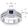 1 Carat Princess Shape Double Halo Sapphire and Diamond Engagement Ring In 14 Karat White Gold Image-5