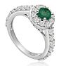 1 1/2 Carat Halo Diamond and Emerald Engagement Ring in 14 Karat White Gold
 Image-2