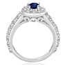 1 1/2 Carat Halo Diamond and Sapphire Engagement Ring in 14 Karat White Gold
 Image-3