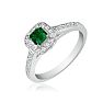 Hansa 2/3 Carat Emerald and Diamond Princess Engagement Ring in 14k White Gold
 Image-2