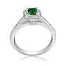 Hansa 2/3 Carat Emerald and Diamond Princess Engagement Ring in 14k White Gold
 Image-3