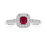 Hansa 2/3 Carat Ruby and Diamond Princess Engagement Ring in 14k White Gold Image-1