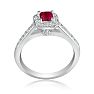 Hansa 2/3 Carat Ruby and Diamond Princess Engagement Ring in 14k White Gold Image-3