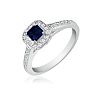 Hansa 2/3 Carat Sapphire and Diamond Princess Engagement Ring in 14k White Gold Image-2