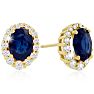 3.20 Carat Fine Quality Sapphire And Diamond Earrings In 14K Yellow Gold Image-1