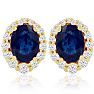 3.20 Carat Fine Quality Sapphire And Diamond Earrings In 14K Yellow Gold Image-2