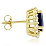 3.20 Carat Fine Quality Sapphire And Diamond Earrings In 14K Yellow Gold Image-4