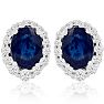3.20 Carat Fine Quality Sapphire And Diamond Earrings In 14K White Gold Image-2
