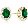 3.20 Carat Fine Quality Emerald And Diamond Earrings In 14K Yellow Gold Image-1