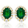 3.20 Carat Fine Quality Emerald And Diamond Earrings In 14K Yellow Gold Image-2