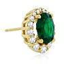 3.20 Carat Fine Quality Emerald And Diamond Earrings In 14K Yellow Gold Image-3