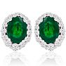 3.20 Carat Fine Quality Emerald And Diamond Earrings In 14K White Gold Image-2