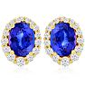3.00 Carat Fine Quality Tanzanite And Diamond Earrings In 14K Yellow Gold Image-2
