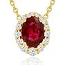 2.90 Carat Fine Quality Ruby And Diamond Necklace In 14K Yellow Gold Image-1