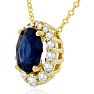 2.90 Carat Fine Quality Sapphire And Diamond Necklace In 14K Yellow Gold Image-2