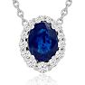 2.90 Carat Fine Quality Sapphire And Diamond Necklace In 14K White Gold Image-1