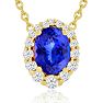 2.90 Carat Fine Quality Tanzanite And Diamond Necklace In 14K Yellow Gold Image-1