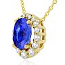 2.90 Carat Fine Quality Tanzanite And Diamond Necklace In 14K Yellow Gold Image-2