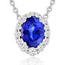 2.90 Carat Fine Quality Tanzanite And Diamond Necklace In 14K White Gold Image-1