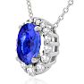 2.90 Carat Fine Quality Tanzanite And Diamond Necklace In 14K White Gold Image-2