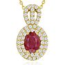 3.50 Carat Fine Quality Ruby And Diamond Necklace In 14K Yellow Gold Image-1