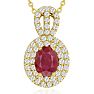 3.50 Carat Fine Quality Ruby And Diamond Necklace In 14K Yellow Gold Image-1