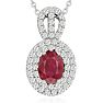 3.50 Carat Fine Quality Ruby And Diamond Necklace In 14K White Gold Image-1
