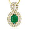 3-1/2 Carat Oval Shape Emerald Necklaces With Diamonds In 14 Karat Yellow Gold, 18 Inch Chain Image-1