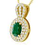 3-1/2 Carat Oval Shape Emerald Necklaces With Diamonds In 14 Karat Yellow Gold, 18 Inch Chain Image-2