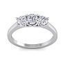 1 Carat Three Diamond Ring In Solid White Gold. Fiery Near Colorless Diamonds. Lowest Price Even On This Beautiful Ring! Image-1