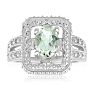 1 1/4 Carat Oval Shape Green amethyst and Diamond Ring In Sterling Silver Image-1
