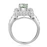 1 1/4 Carat Oval Shape Green amethyst and Diamond Ring In Sterling Silver Image-3