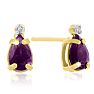 1 1/4ct Pear Amethyst and Diamond Earrings in 14k Yellow Gold Image-1
