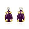 1 1/4ct Pear Amethyst and Diamond Earrings in 14k Yellow Gold Image-2