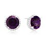 7 Carat Amethyst Halo Stud Earrings in Sterling Silver Image-1