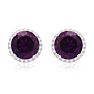 7 Carat Amethyst Halo Stud Earrings in Sterling Silver Image-2