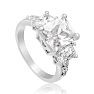 5 Carat Three Stone Created Diamond Engagement Ring Image-5