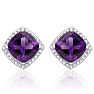 3 3/4 Carat Cushion Cut Amethyst and Diamond Earrings Image-2