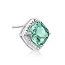 3 3/4 Carat Cushion Cut Green Amethyst and Diamond Earrings In Sterling Silver Image-3