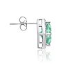 3 3/4 Carat Cushion Cut Green Amethyst and Diamond Earrings In Sterling Silver Image-4