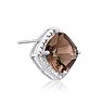 3 3/4 Carat Cushion Cut Smoky Quartz and Diamond Earrings In Sterling Silver Image-3