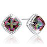 3 3/4 Carat Cushion Mystic Topaz & Diamond Earrings Image-1