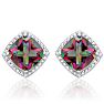 3 3/4 Carat Cushion Mystic Topaz & Diamond Earrings Image-2