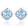 3 3/4 Carat Cushion Cut Blue Topaz and Diamond Earrings In Sterling Silver Image-2