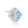 3 3/4 Carat Cushion Cut Blue Topaz and Diamond Earrings In Sterling Silver Image-3