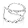 Sterling Silver Cubic Symmetrical Band Open Shank Ring Image-2