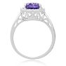 3ct Oval Created Tanzanite and Diamond Halo Ring Image-3
