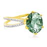 4 1/2 Carat Oval Shape Green Amethyst and Diamond Ring, Gold Overlay Image-2