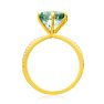 4 1/2 Carat Oval Shape Green Amethyst and Diamond Ring, Gold Overlay Image-3