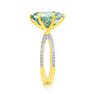 4 1/2 Carat Oval Shape Green Amethyst and Diamond Ring, Gold Overlay Image-4